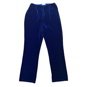 VTG GANTOS Pull On Velvet Pants in Royal Blue  High Rise Straight Leg  SZ 12